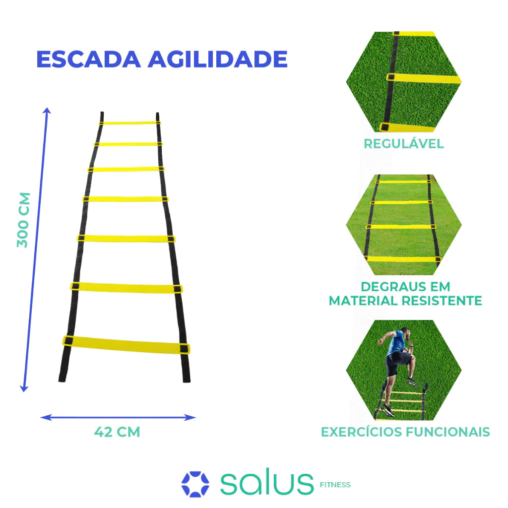 Kit Funcional Agilidade com  5 Chapéus + 5 Cones + Escada