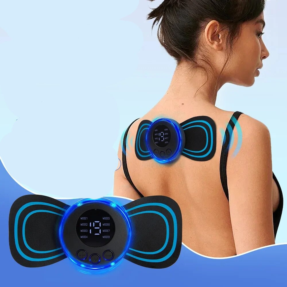 Mini Massageador Elétrico Portátil Cervical EMS Alivia Dores Corpo Pescoço