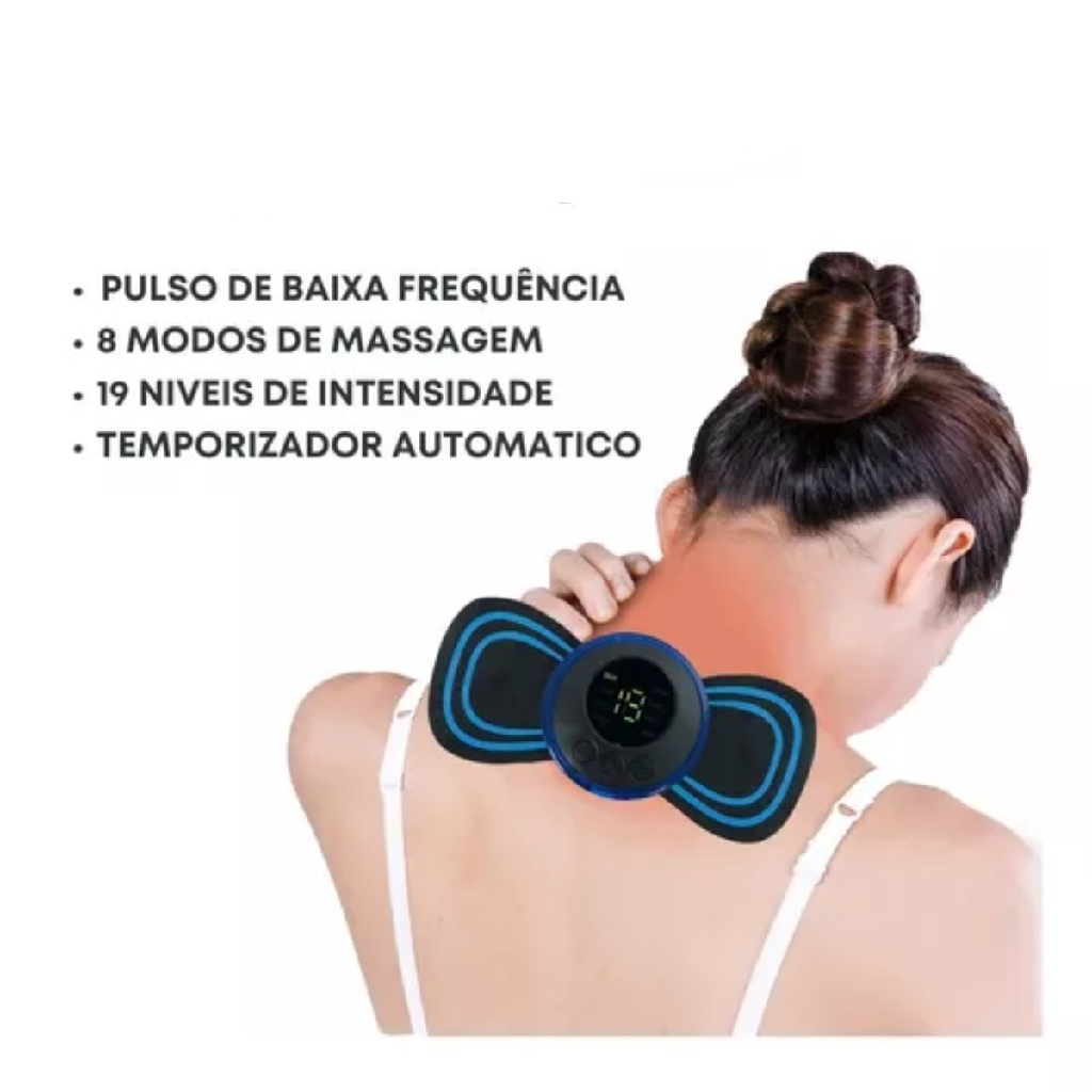 Mini Massageador Elétrico Portátil Cervical EMS Alivia Dores Corpo Pescoço